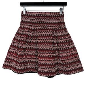 H&M Thick Embroidered Skater Skirt Elastic Waist Red White Black - S